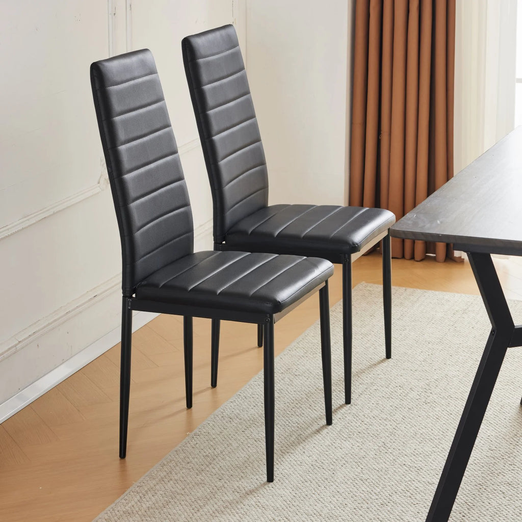 Black Faux Marble Dining Table Set for 6 S86837