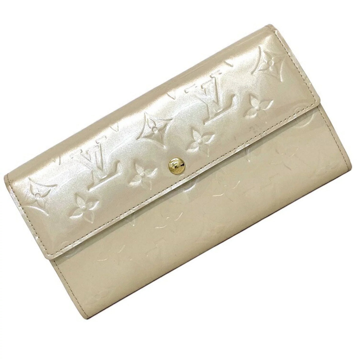 Pre-Owned Beige Monogram Verni Patent Leather Long Bi-Fold Wallet S82059