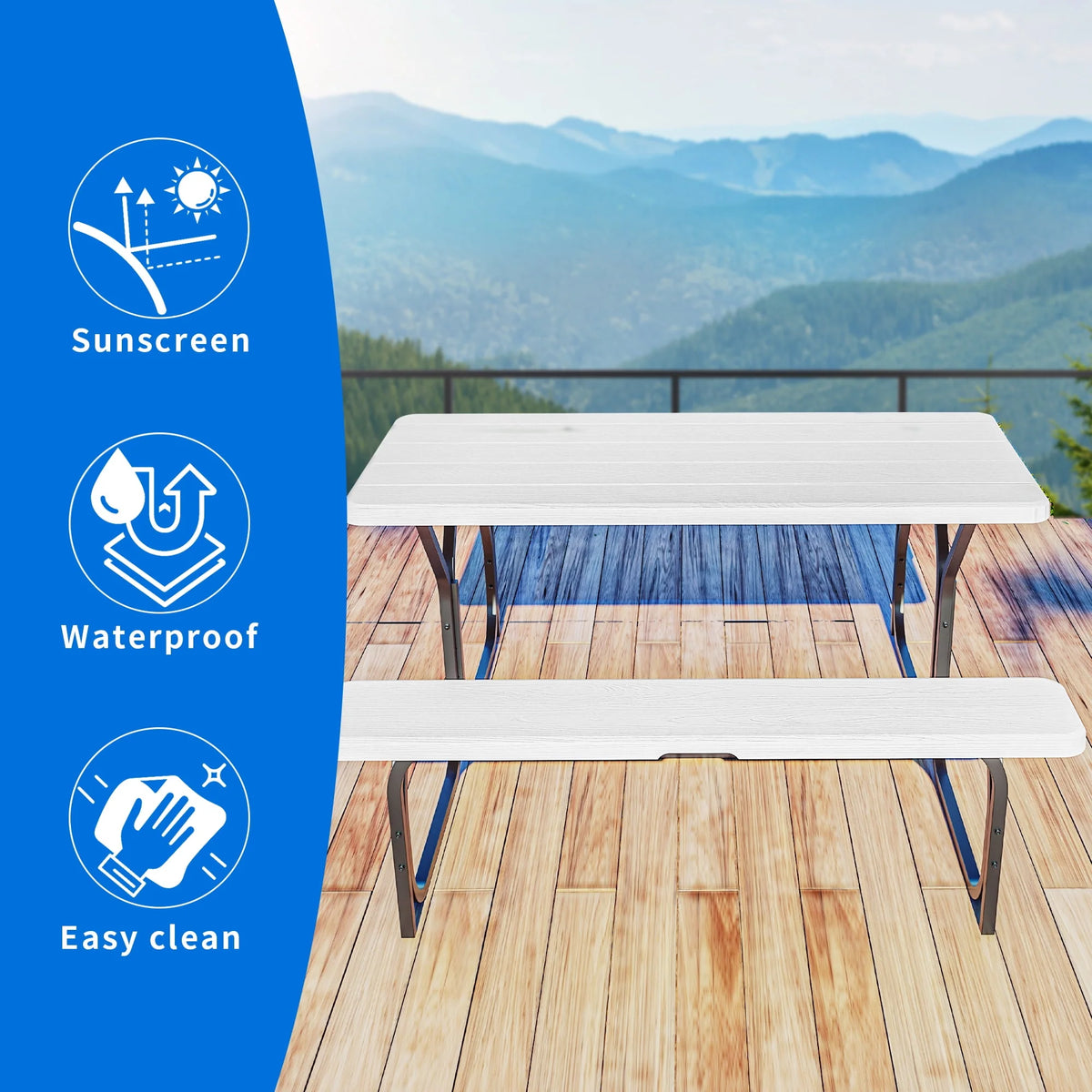 Heavy-Duty Outdoor Picnic Table Set Black H755473