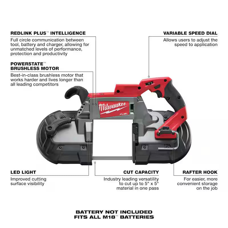 18V Lithium-Ion Brushless Cordless 4-1/2 in./5 in. Grinder with Deep Cut Bandsaw A79939